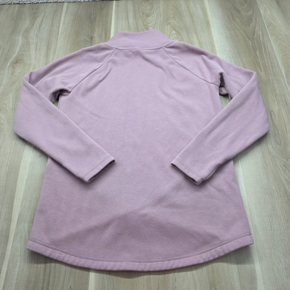 Athleta Coaster Luxe Sweatshirt Asymmetric Zip Tulip Hem Mauve Pink Small Womens - Picture 2 of 10